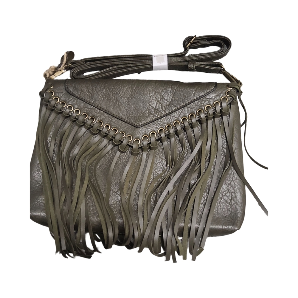New Ampere Creations Army Green Fringe Crossbody Bag - Picture 2 of 9